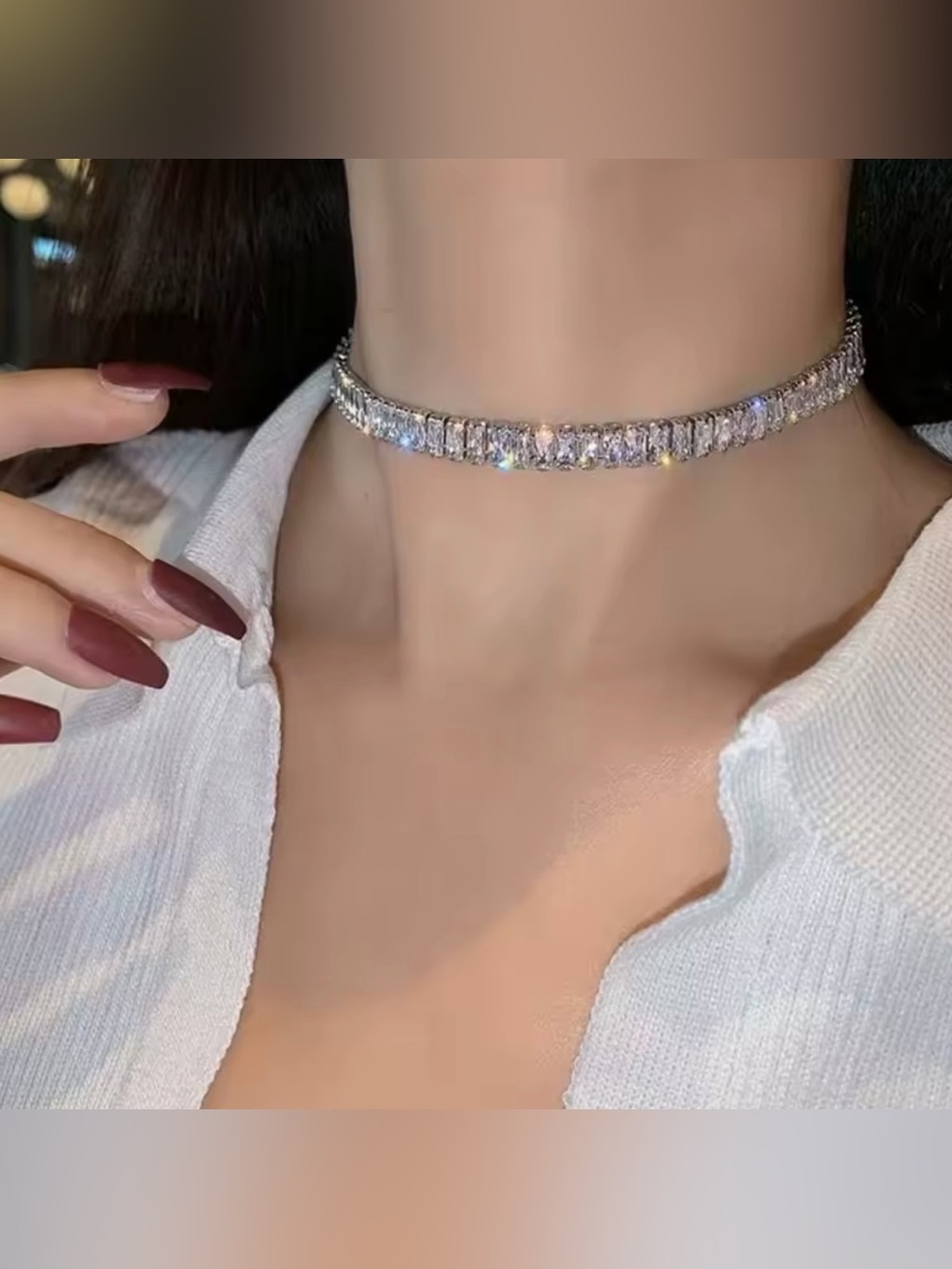 Kohl's Silver Crystal Tennis Choker Necklace